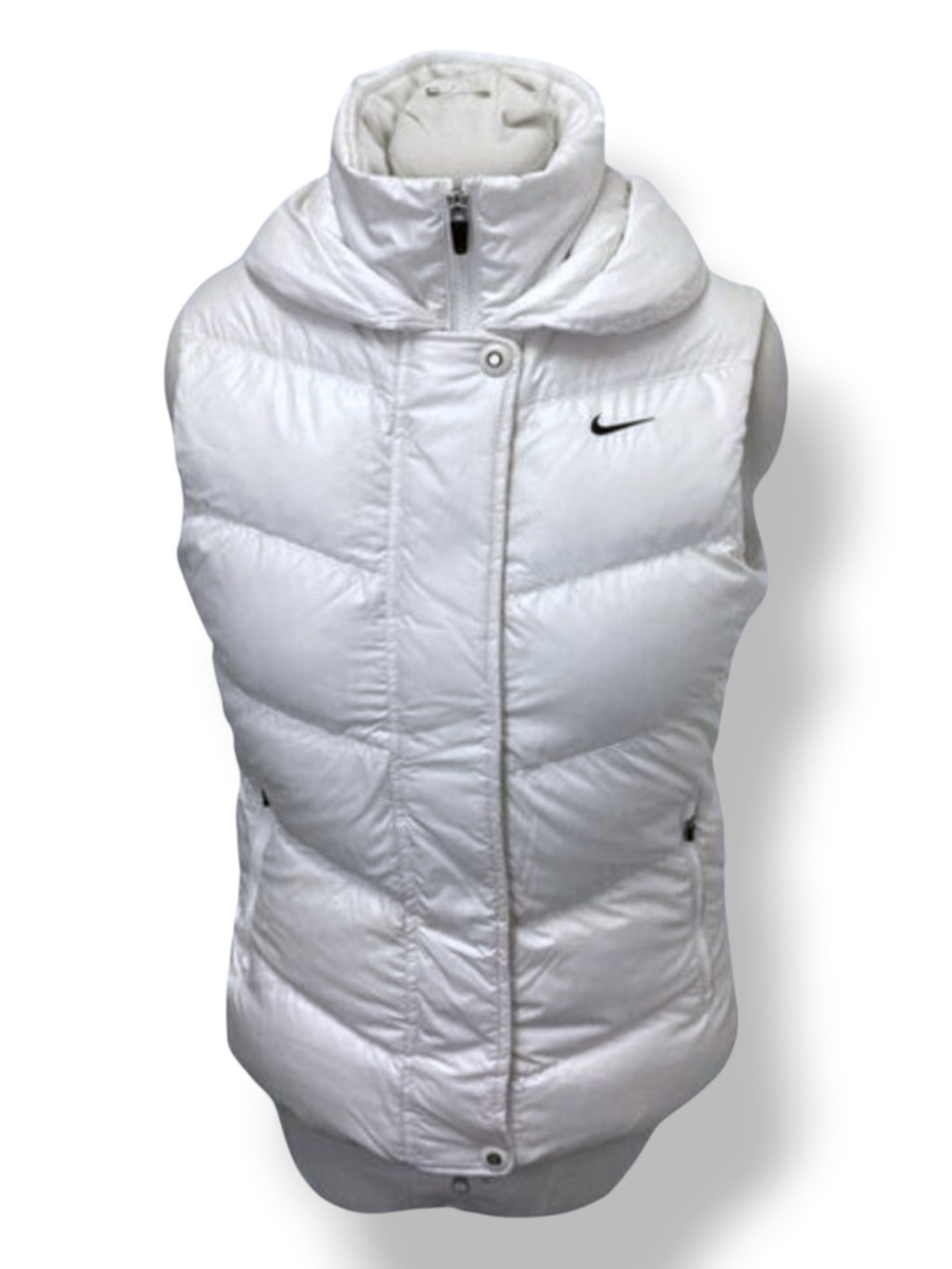 Nike Athletic Department Women’s Full Zip Down Puffer Vest VTG Y2K White M